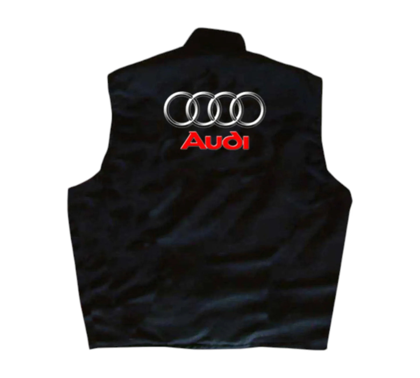 Black vest with Audi logo on a white background