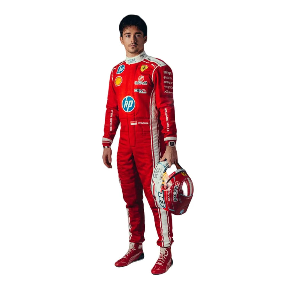 New 2026 Ferrari Race Suit Available in Lewis Hamilton and Charles Leclerc and and flag