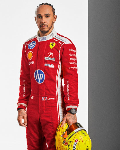 New 2026 Ferrari Race Suit Available in Lewis Hamilton and Charles Leclerc and and flag