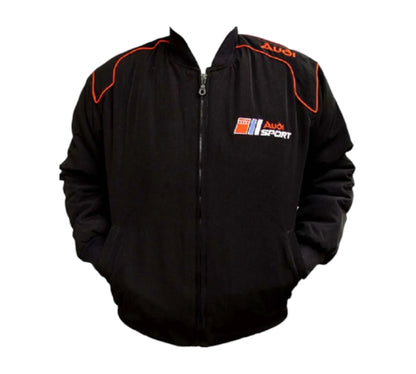 Black jacket with Audi Sport logo on a white background