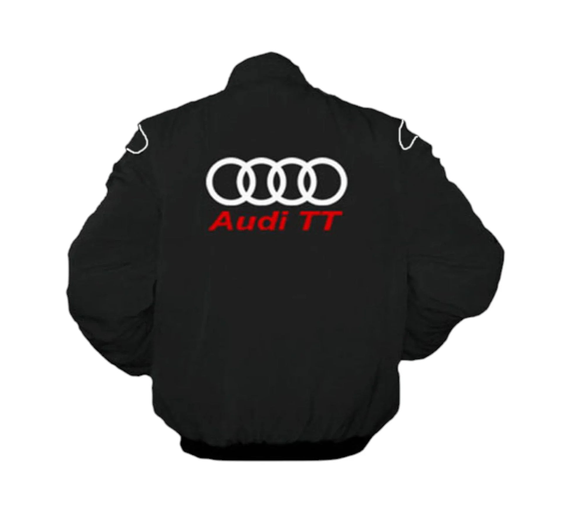 Black jacket with Audi TT logo on a white background