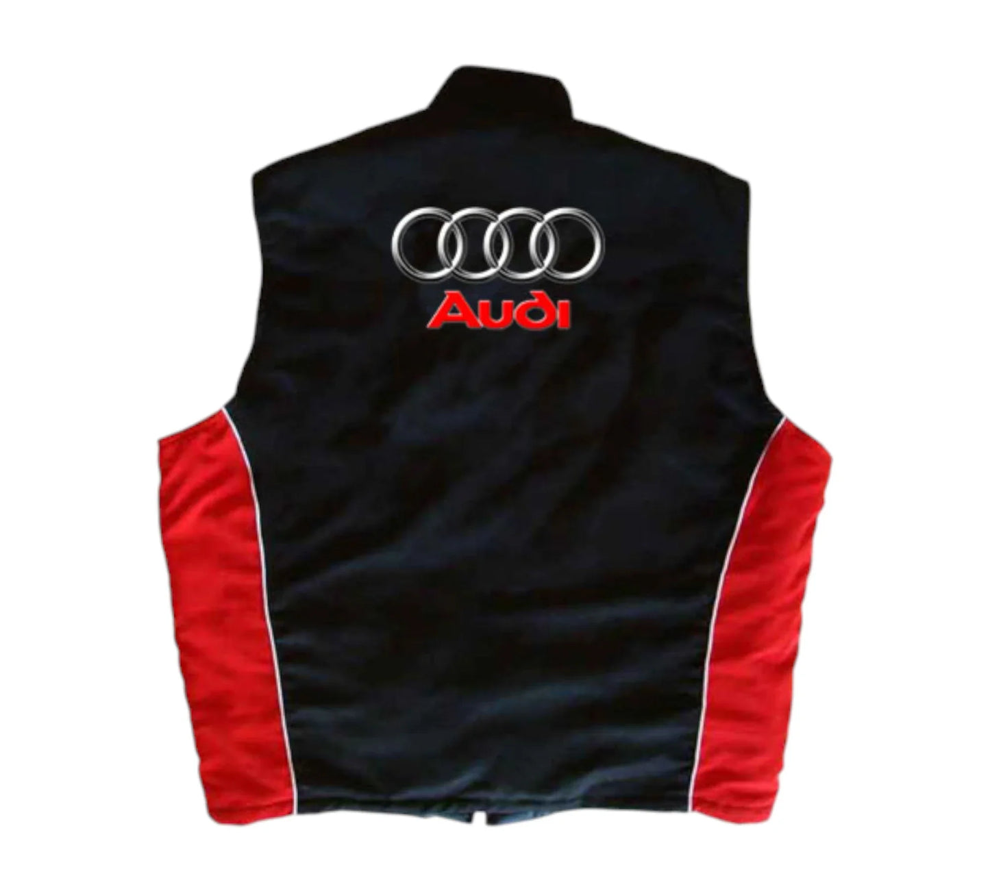Black vest with Audi logo on a white background