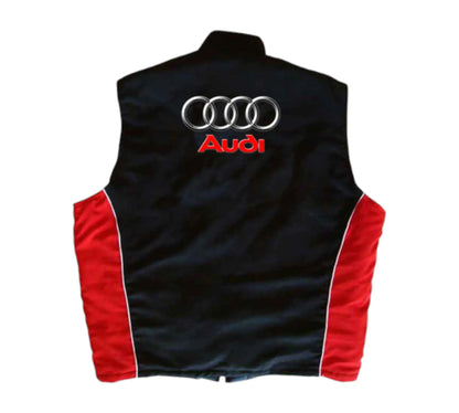 Black vest with Audi logo on a white background