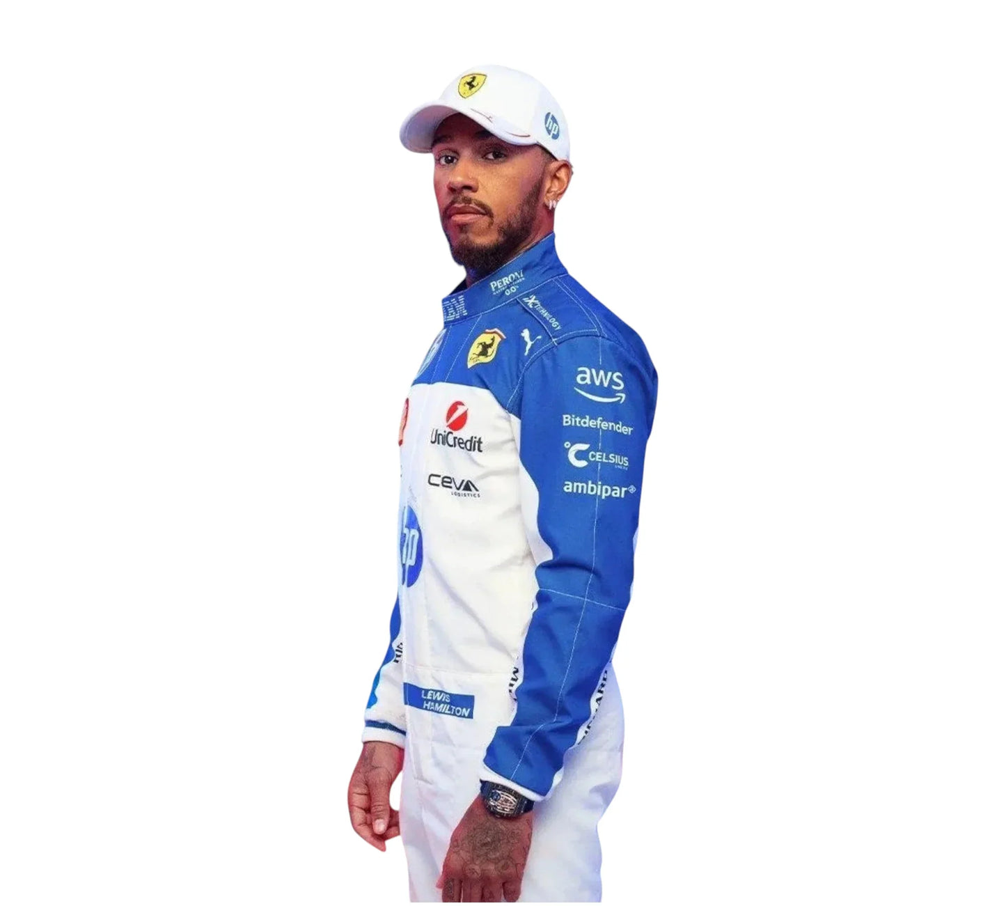 New 2025 Lewis Hamilton Miami GP Scuderia Ferrari HP F1 Racing Suit