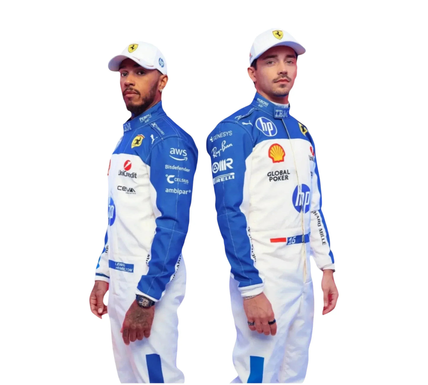 New 2025 Lewis Hamilton Miami Grand Prix Scuderia Ferrari HP F1 Team Replica Racing Suit 