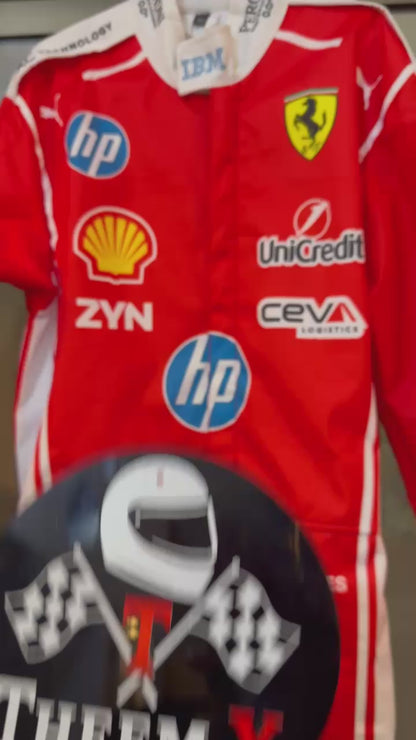 New 2026 Ferrari Race Suit Available in Lewis Hamilton and Charles Leclerc and and flag